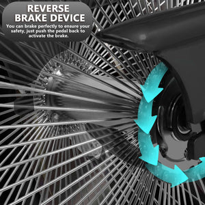 Illustration of the Tracer Beacon Pro 140H Stretch Cruiser Bike's rear braking system.