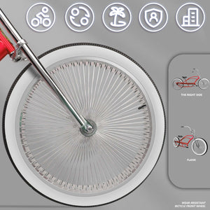 Tracer Beacon Pro 140H Stretch Cruiser Bike front wheel feature introduction.