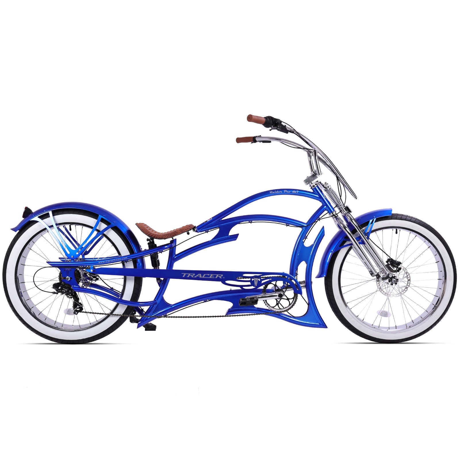Tracer Raider Pro DS7 26” 7-Speed Stretch Chopper Cruiser Bike