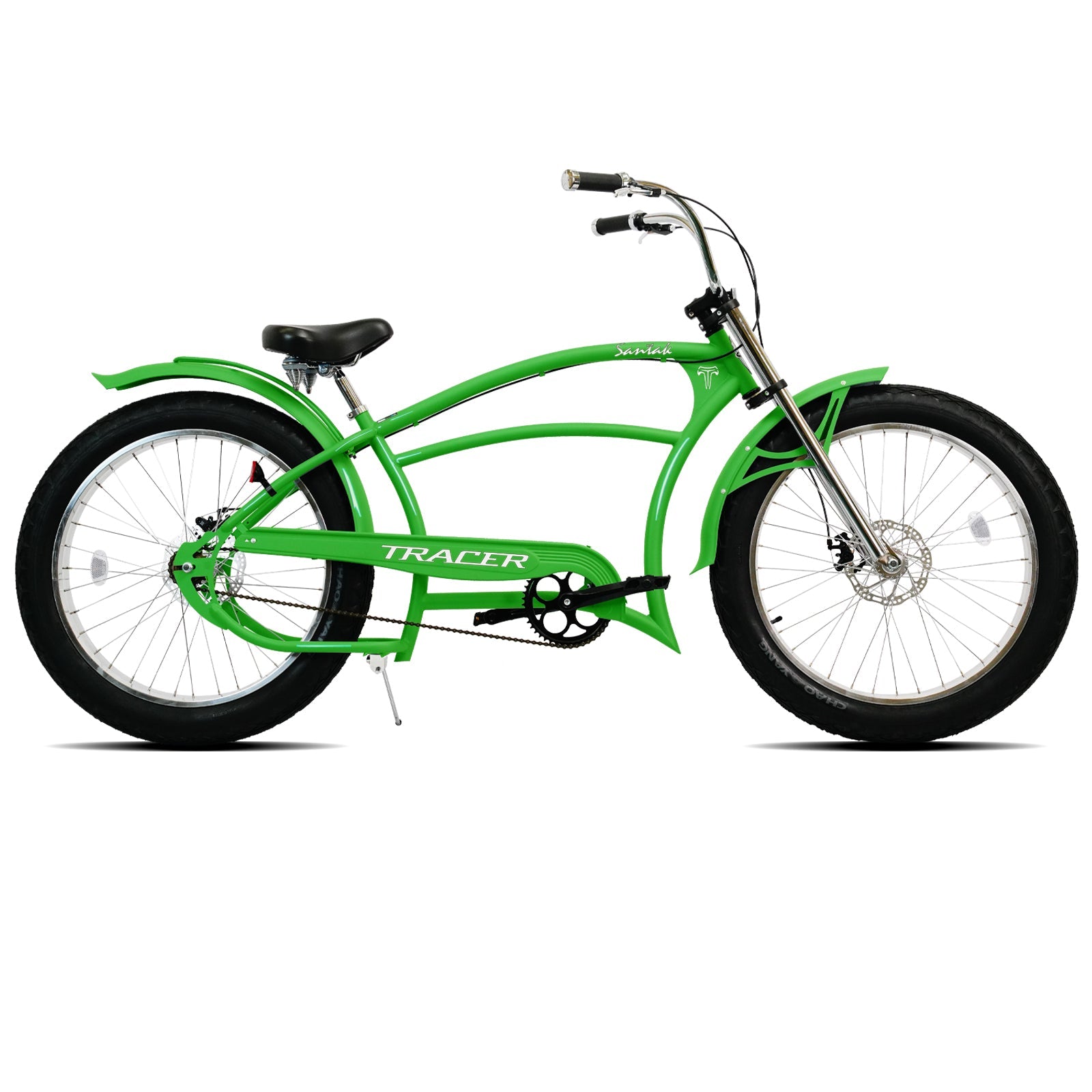 electra chopper pedal set Tracer Santak GT 26" 1-Speed Stretch Cruiser Bike with Fat Tires Green