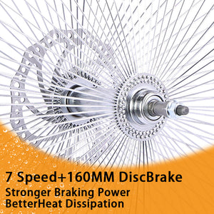 Tracer WH-TH7526140D7-CP Chrome Bike 80mm Rims Wheel Set for 26 inch with 7-speed Disc Brakes Tracer Bikes