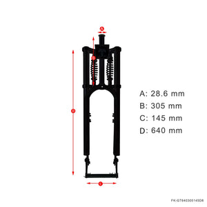 Tracer FK-GT640305145D8 26''-29'' Adjustable Dual Spring Fork for Disc Brake 1-1/8"(28.6mm)