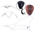 Tracer FM-SCORPION 26" Stretch Chopper Cruiser bike frame with fenders and suspension seat components.