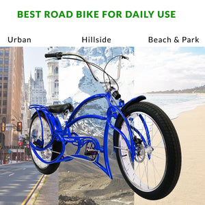 Tracer Leopard 3i Pro Vintage Stretch Beach Cruiser Bike Internal 3-Speed Tracer Bikes
