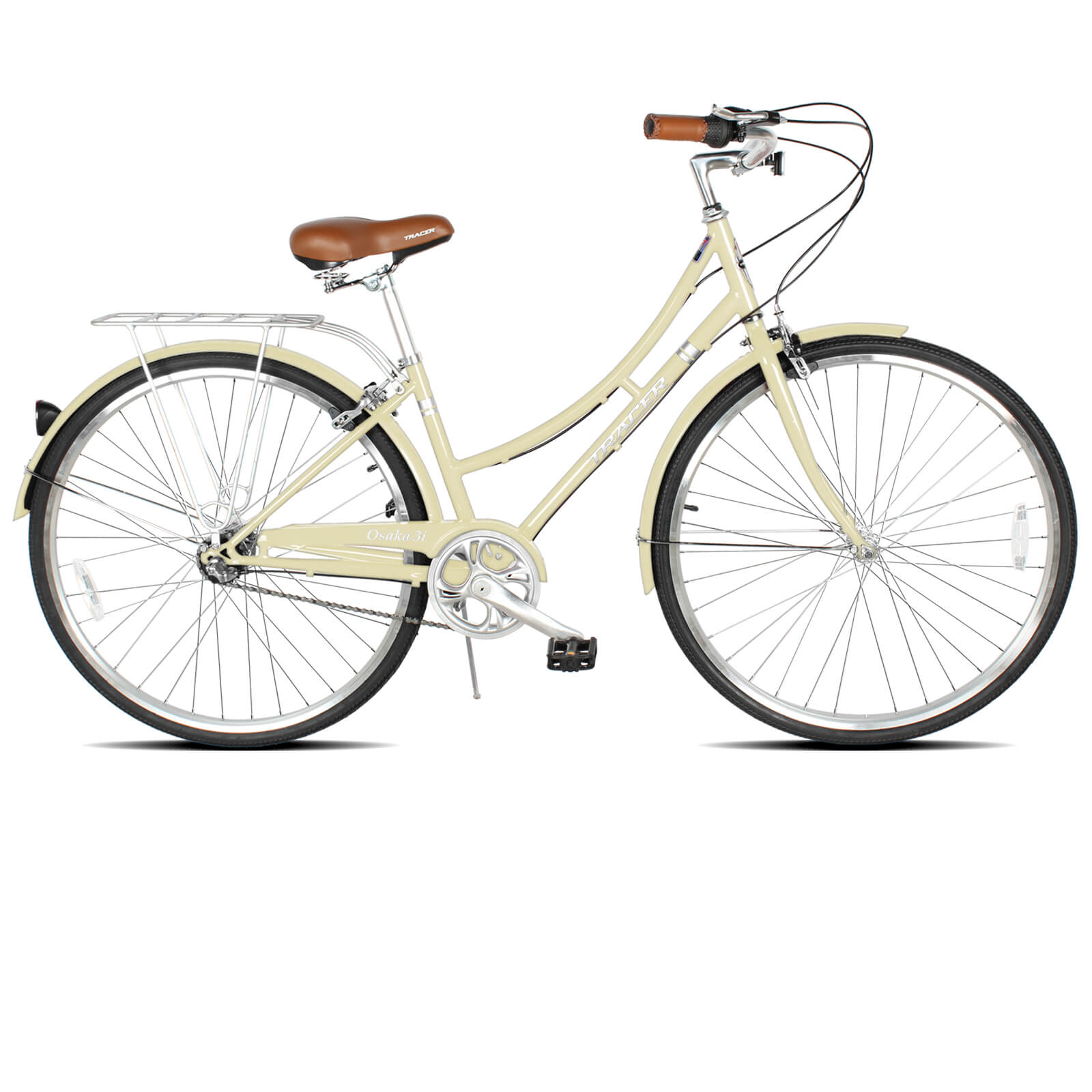 womens 3 speed bicycle Tracer Osaka 700C Internal Hybrid City Bikes for Women Vanilla / 480mm(19'') Jiggy Wildbite psalm cross Shoulder Straps:Vest Straps combined with sealed bearings