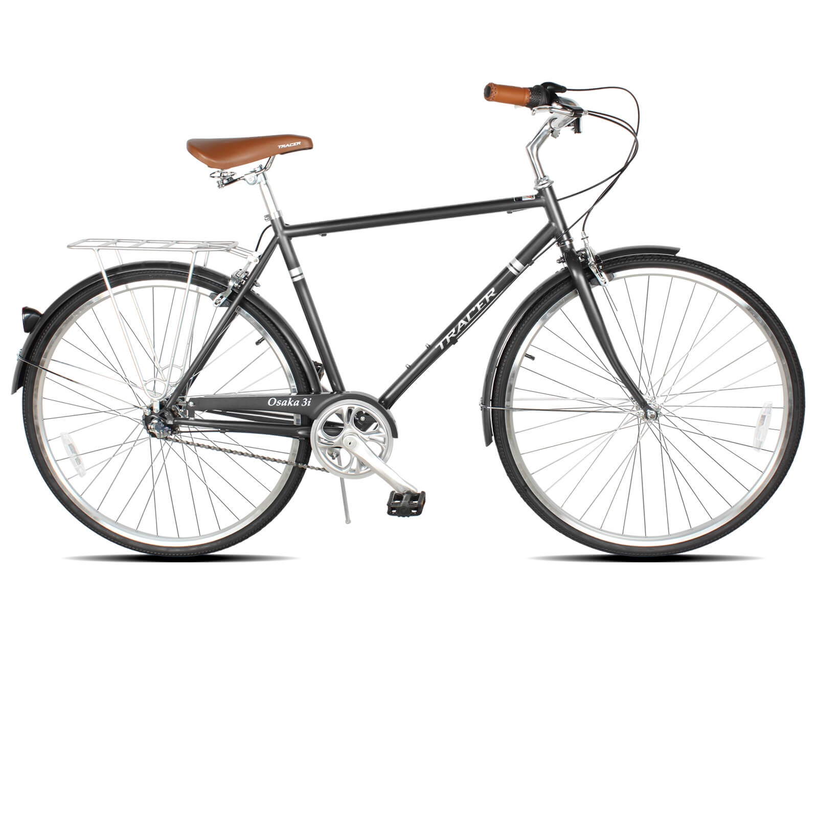 Tracer Osaka 700C Internal 3 Speed Hybrid City Bikes for Men Grey / 580mm(23'')