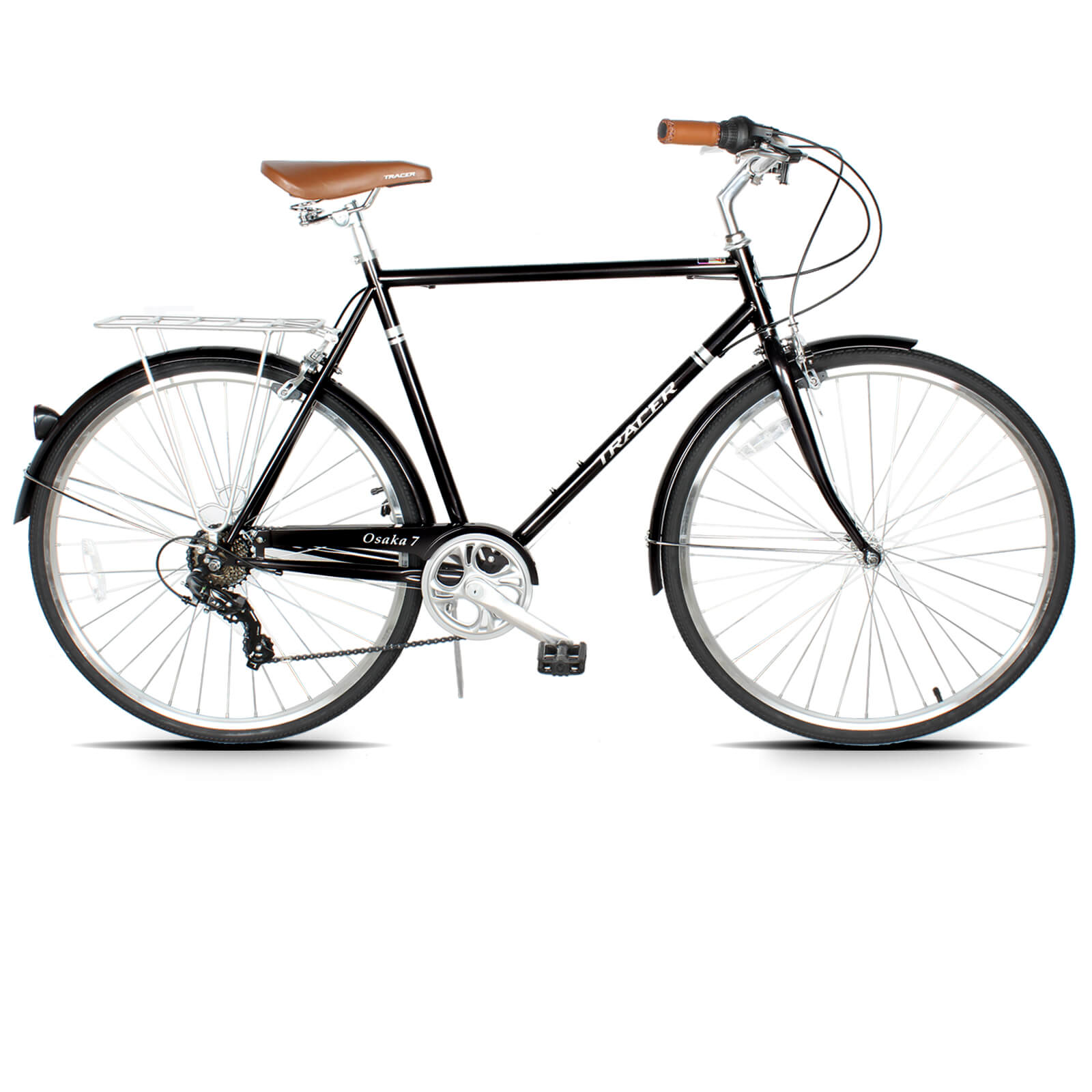 city bike gears Tracer Bikes Osaka 700C 7 Speed Hybrid City Bike for Men