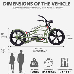 Raptor Pro DS 800W Stretch Cruiser Ebike Tracer Bikes
