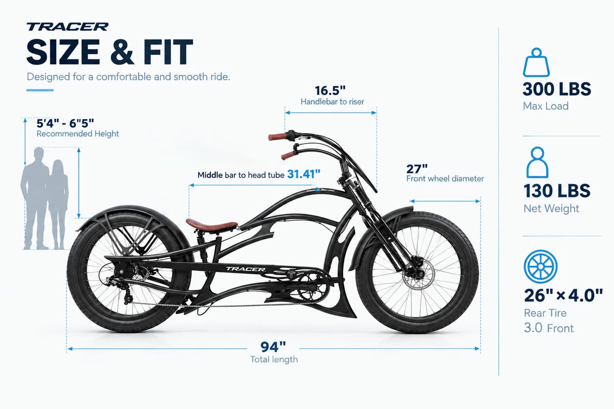 Raider Pro DS7 Stretch Chopper Cruiser Bike Tracer Bikes