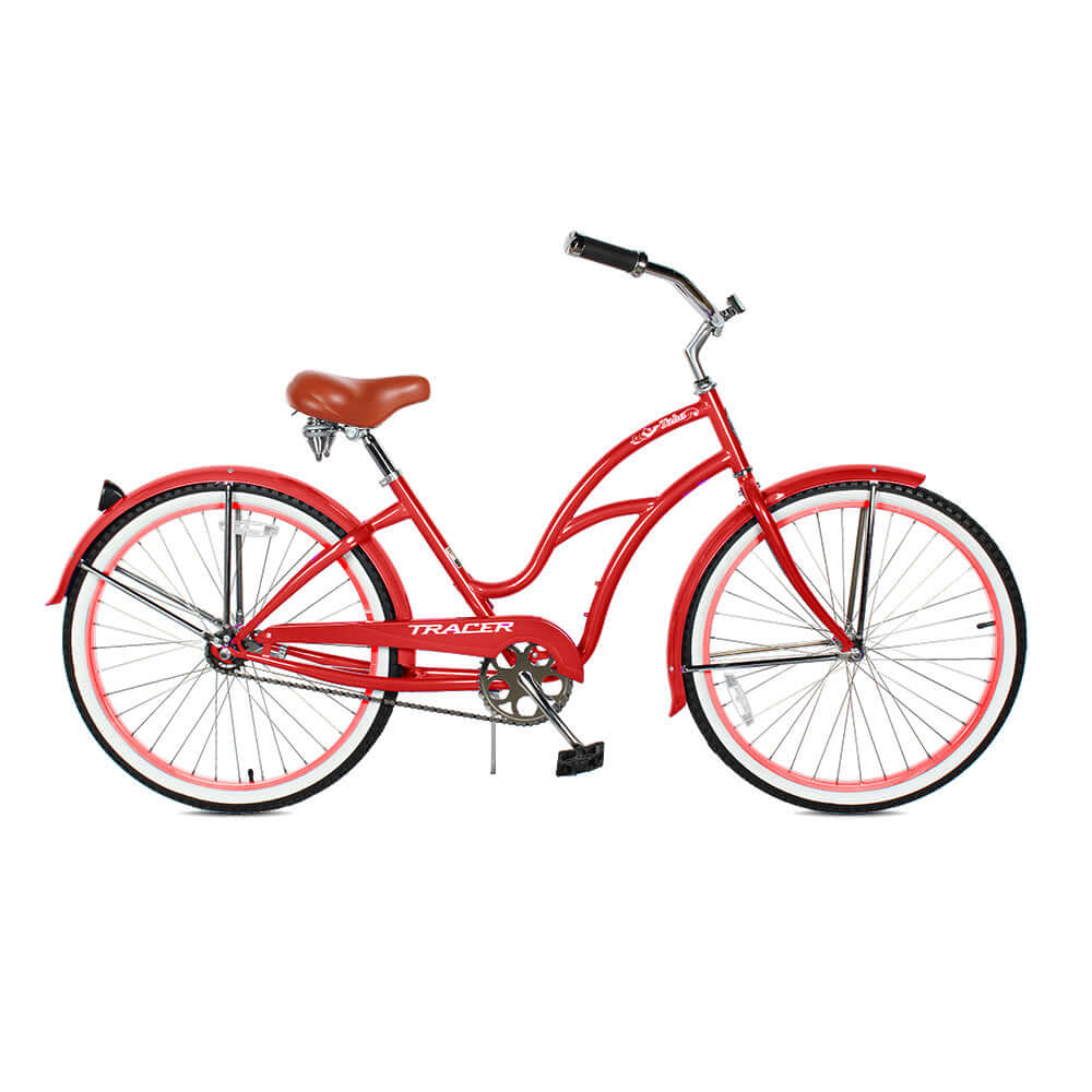 electra daisy bicycle Tracer TAHA 26" Beach Cruiser Bikes 1 & 7 Speed for Men Red / 7-Speed