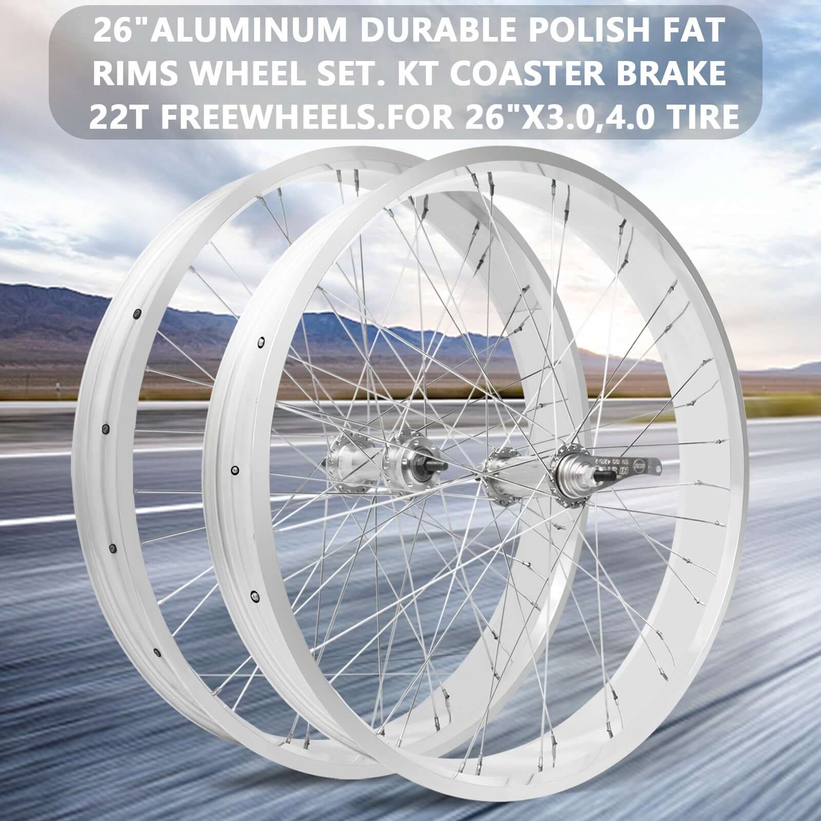 Tracer WH-T752636C 26"x3"x13Gx36H Alloy FAT Rims Wheel Set.