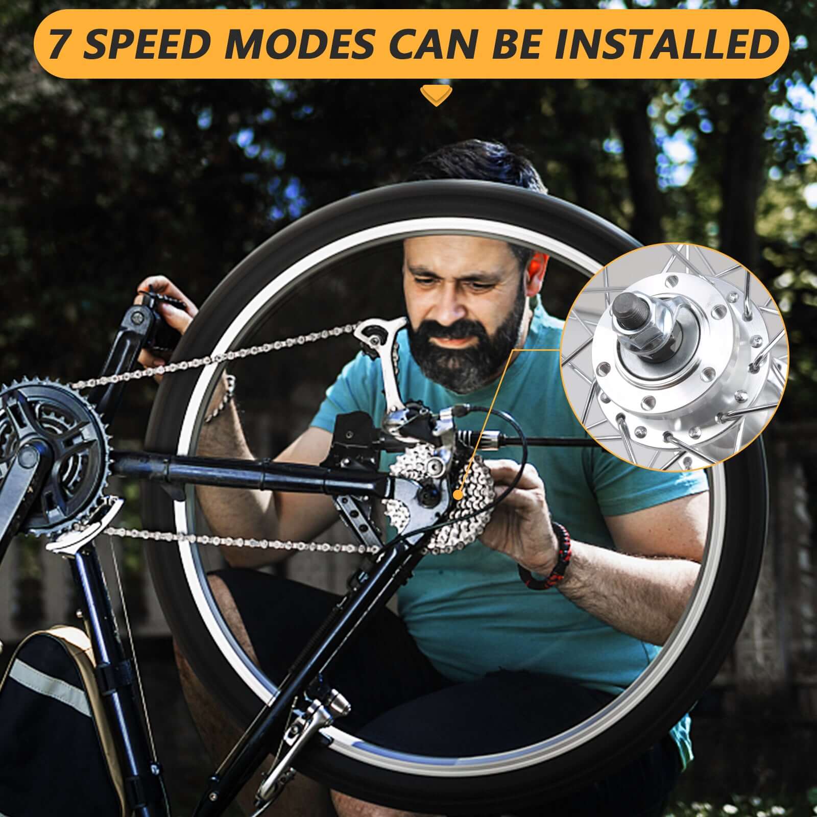 Tracer 26"x3"x13Gx36H Wheel Set Alloy FAT Rims for 26"x3.0,4.0 tire 7-Speed