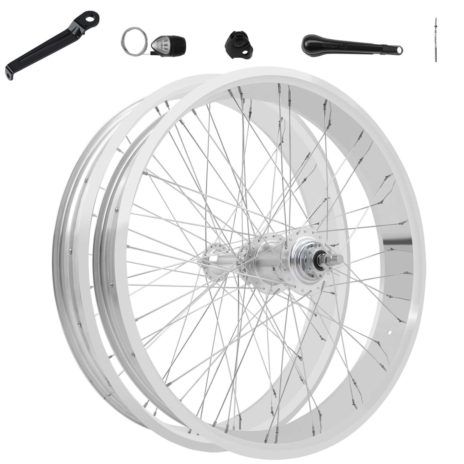 26 x 3 bicycle wheels Tracer 26"x3"x13Gx36H Wheel Set for 26"x3.0,4.0 tire, Alloy FAT Rims Font Wheel DISC BRAKE, 26"x3"x36Hx13Gx135x175mm Polish