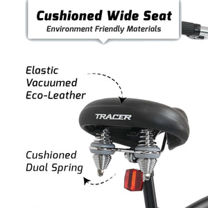 Tracer Avalon GT 29'' Fat Tire stretch Beach Cruiser Bike 1-Speed/7-Speed saddle diagram.