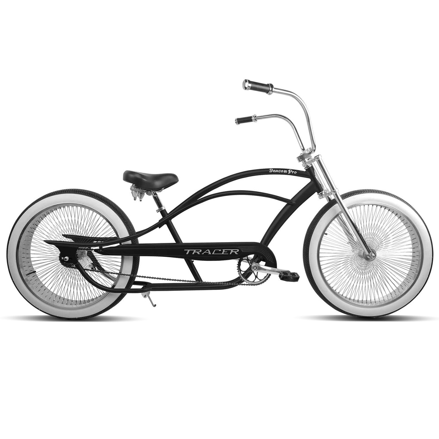 Profile of the Tracer Beacon Pro 140H Stretch Cruiser Bike.