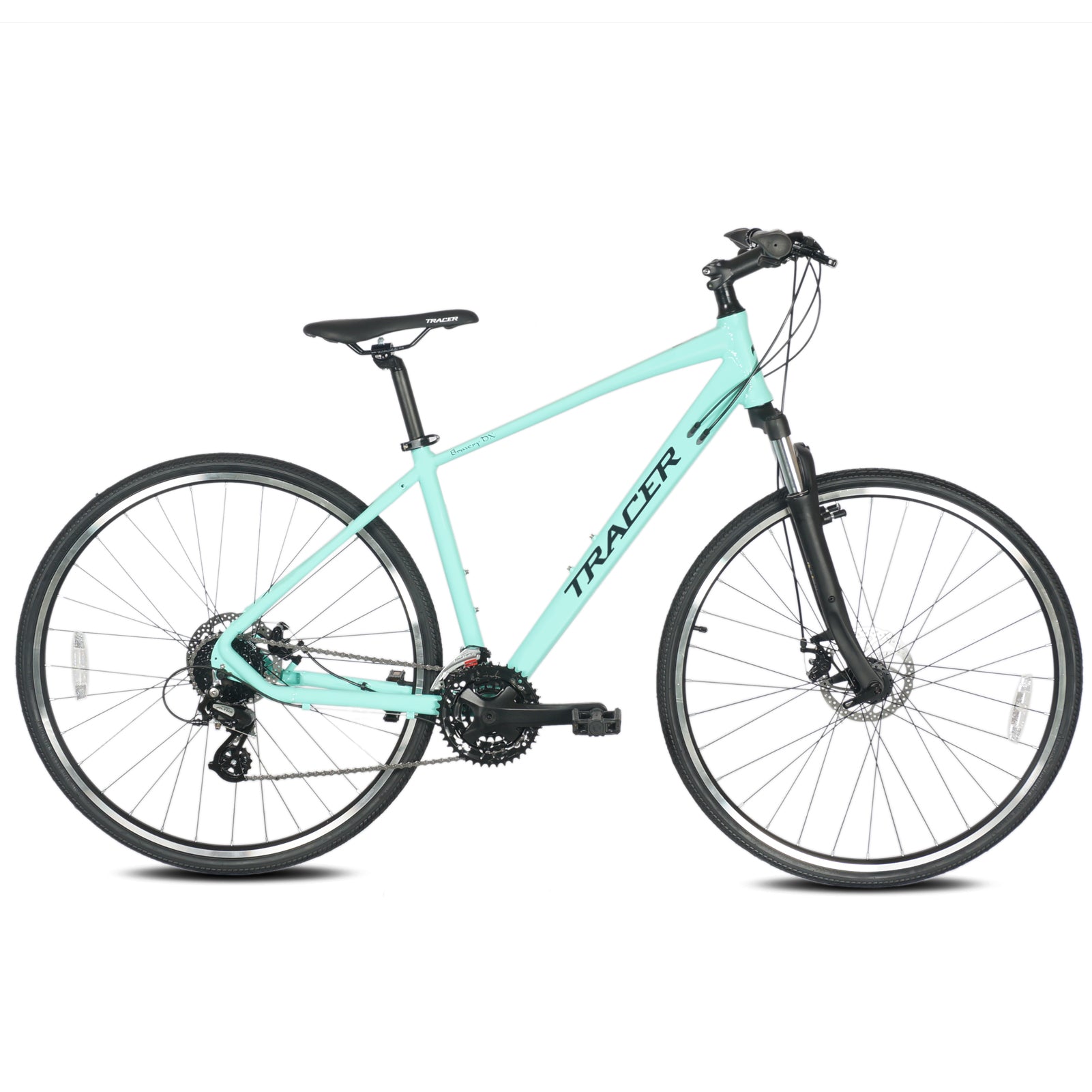 Tracer Bravery DX 24-Speed Hybrid Commute Bikes Matte Green / M Tracer Bravery DX 24-Speed Hybrid Commute Bikes Matte Green / M
