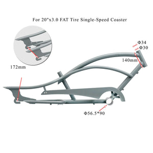 Tracer FM-Master20, 20'' x3'' Stretch Cruiser Steel Frame and Chain Guard