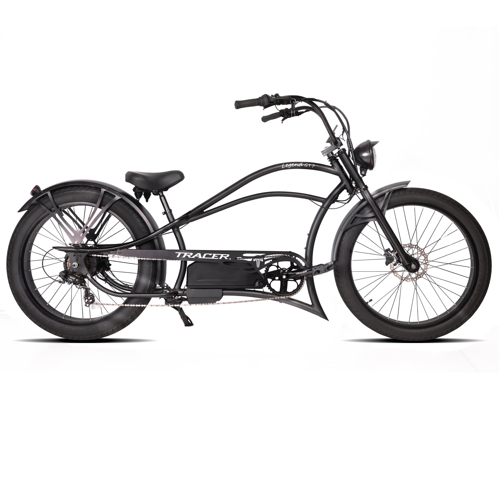 Legend GT7 1000W 48V Stretch Cruiser Chopper Bike by Tracer Matte Black