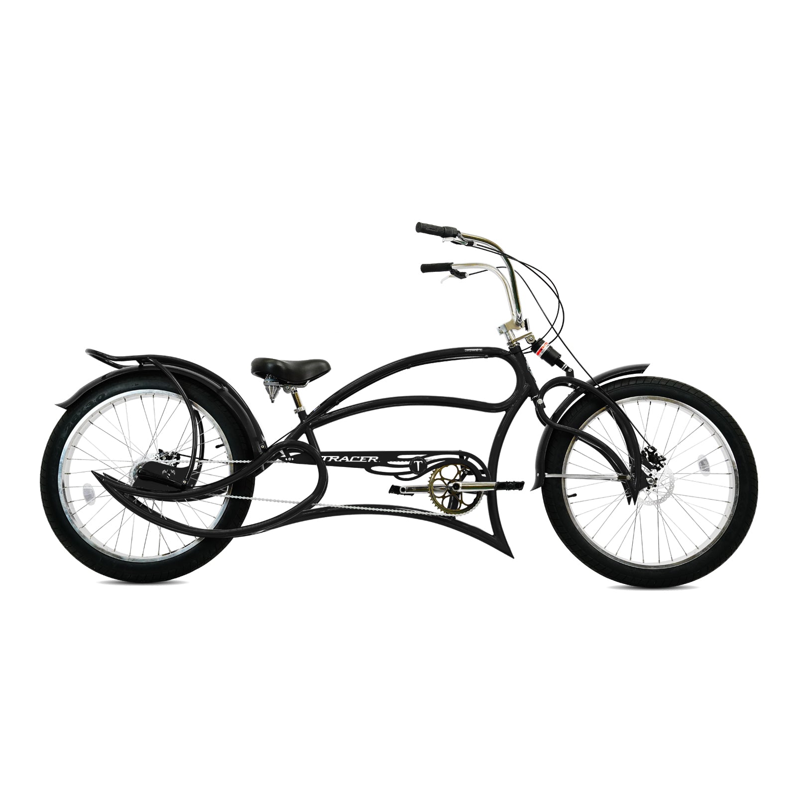 3 wheel chopper bicycle Tracer Leopard 3i Pro Internal 3-Speed Stretch Beach Cruiser Bike Matte Black