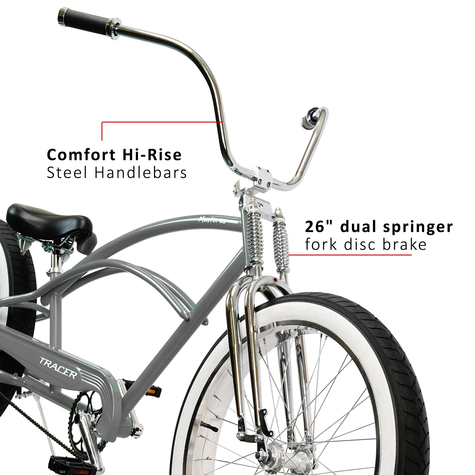Tracer Master DS 26" Dual Springer Chopper Stretch Beach Cruiser Bike