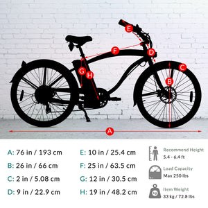 Tracer OMEGA 26" 7 Speed Electric Beach Cruiser Bike for Men.