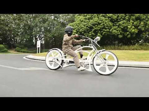 Riding the Raptor Pro DS 800W Stretch Cruiser Ebike on vacation.