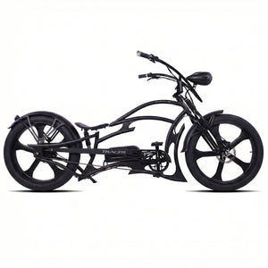 Full-body shot of the Raptor Pro DS 800W Stretch Cruiser Ebike, showing its profile.