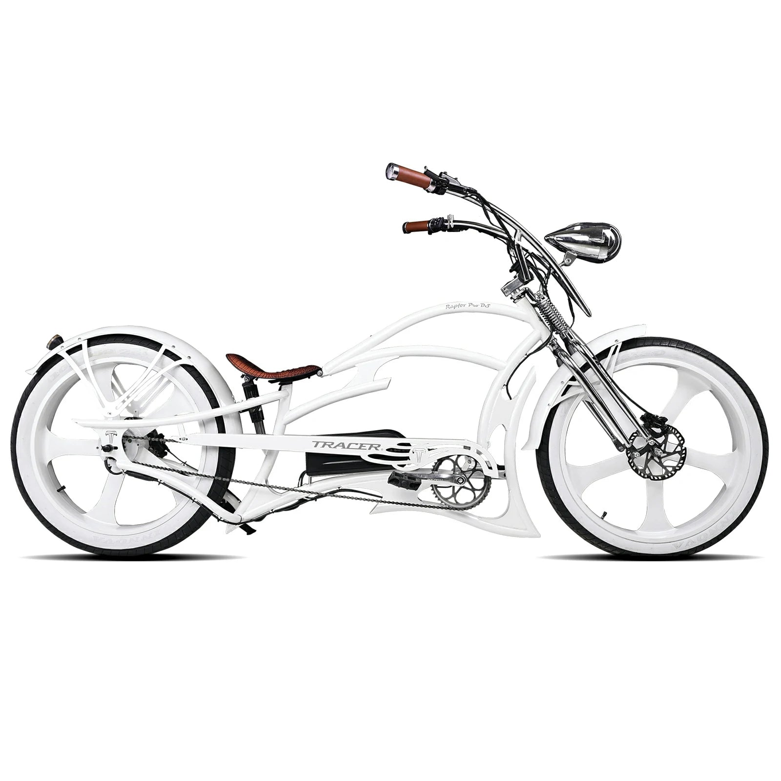 Full view of the Raptor Pro DS 800W Stretched Cruiser Ebike.