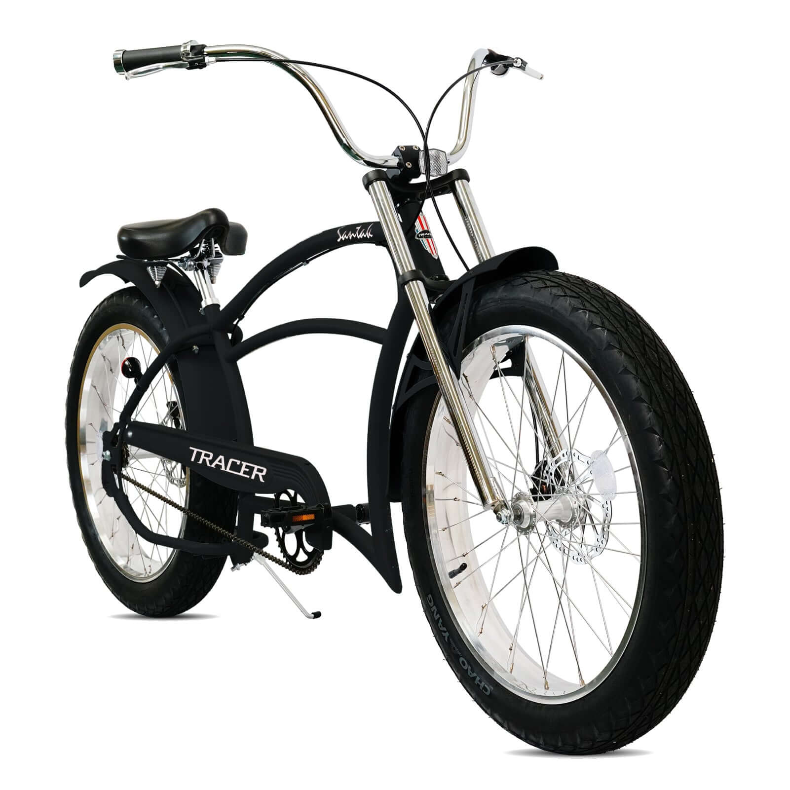 Tracer Santak GT 26" Chopper Stretch Cruiser Fat Tire Bike Oversized Frame Single Speed - Tracer Bikes
