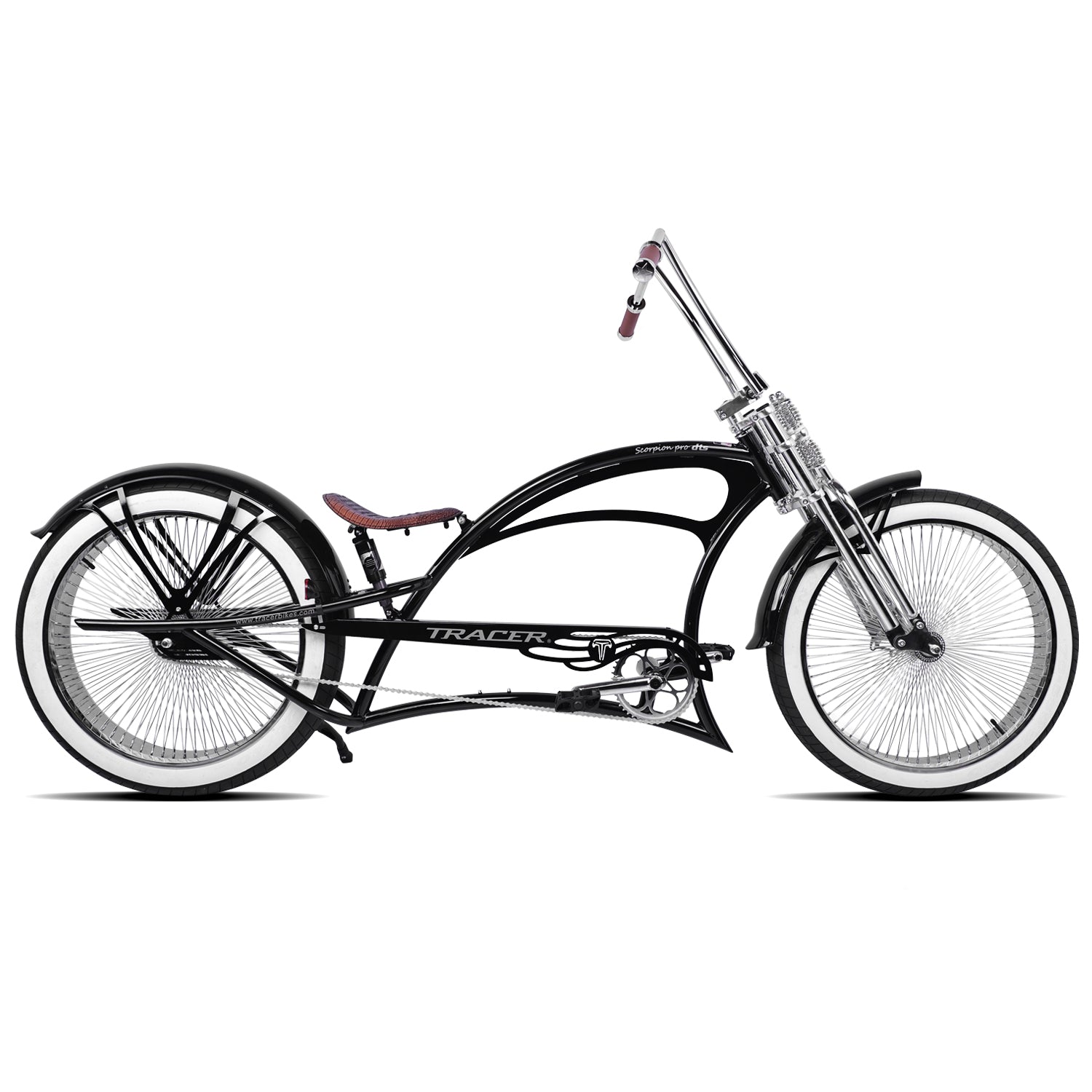 Tracer Scorpion Pro DTS Stretch Cruiser Bike: Retro Chopper
