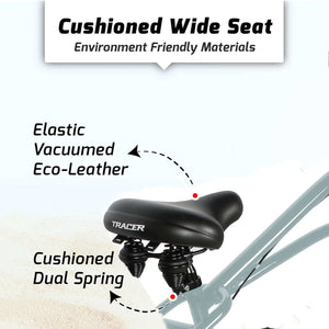 Tracer Siena 26'' Chopper Stretch Cruiser Fat Tire Bike Saddle, With thick cushion and two springs to absorb impact.