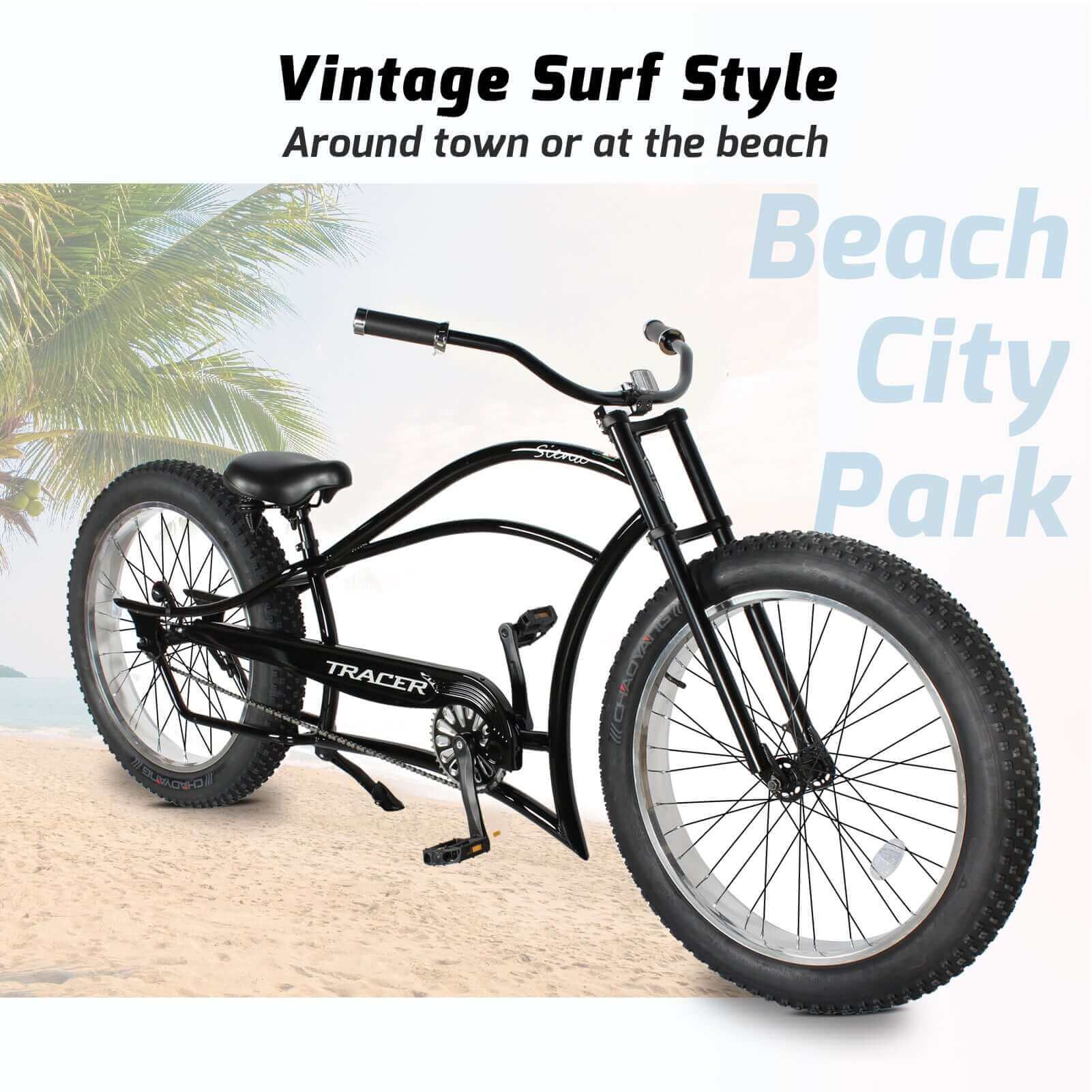 Tracer Siena 26'' Chopper Stretch Cruiser Fat Tire Bike, suitable usage scenerios.