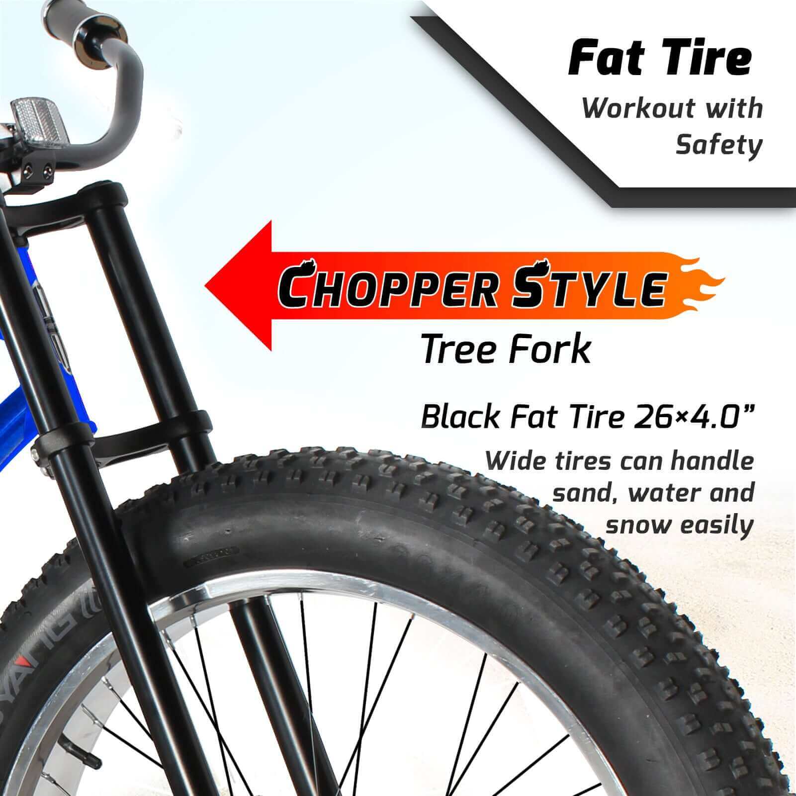Tracer Siena 26'' Chopper Stretch Cruiser Fat Tire Bike Available 1 Speed/7 Speed