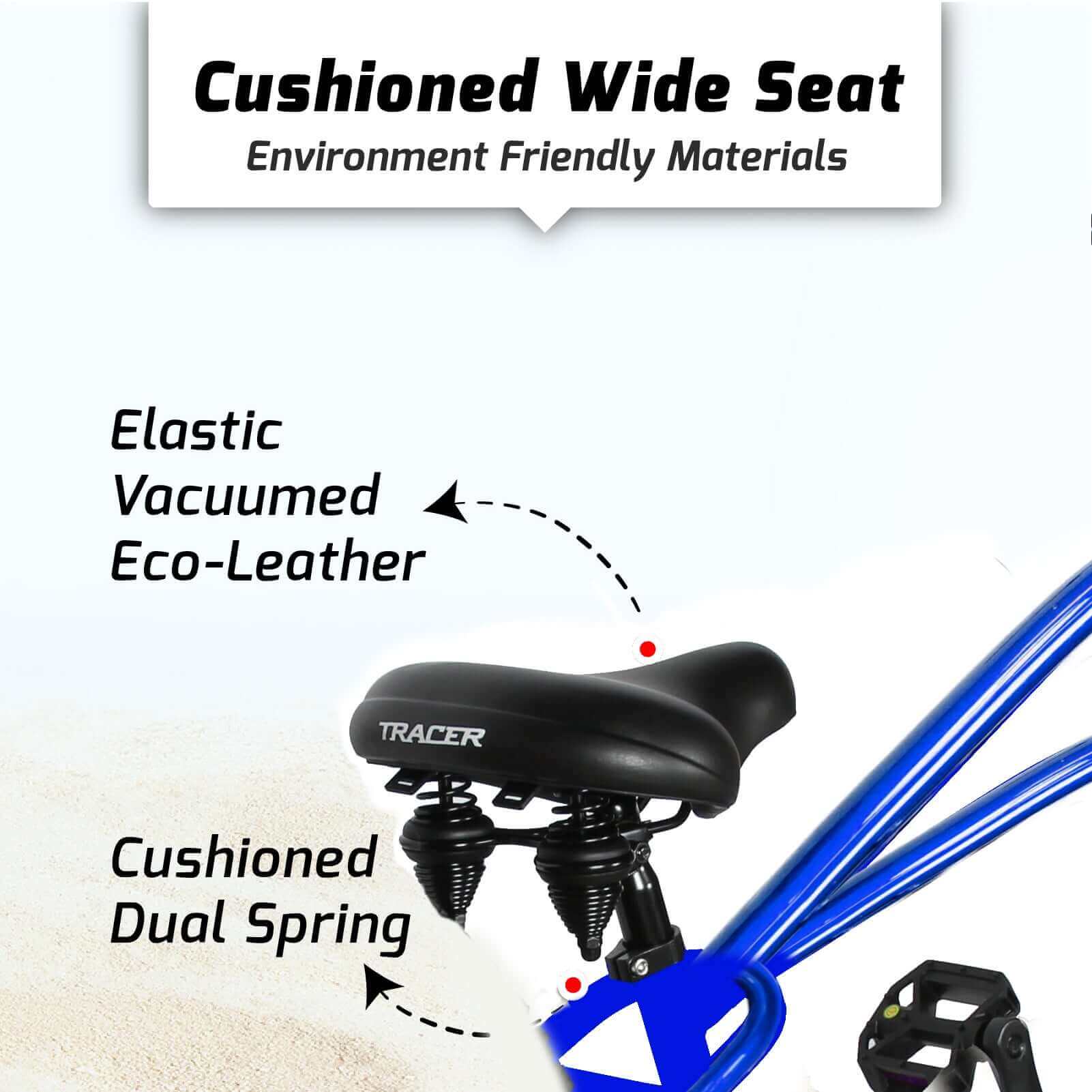 Tracer Siena 26'' Chopper Stretch Cruise Bike Saddle, offers excellent comfort with thick cushion and shock obsorber.