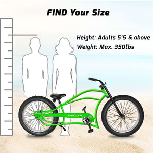 Tracer Siena 26'' Chopper Stretch Cruiser Fat Tire Bike Available 1 Speed/7 Speed