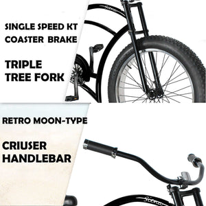 Tracer Siena 26'' Chopper Stretch Cruiser Fat Tire Bike Available 1 Speed/7 Speed