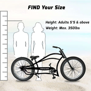 Tracer Siena 26'' Chopper Stretch Cruiser Fat Tire Bike Available 1 Speed/7 Speed