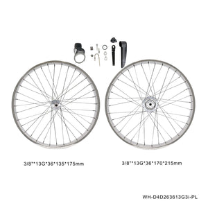 Tracer WH-D4D263613D3i-PL 26'' Internal 3 Speed Double Polished Fat Rim Wheelset, Compatible with Disc Brake.