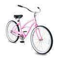 Tracer BORA-F 26" Beach Cruiser Bikes Single Speed for Women, Hi-Ten steel Frame, Moon Type Handlebar, Coaster Brake with Comfortable leather Saddle - Tracer Bikes