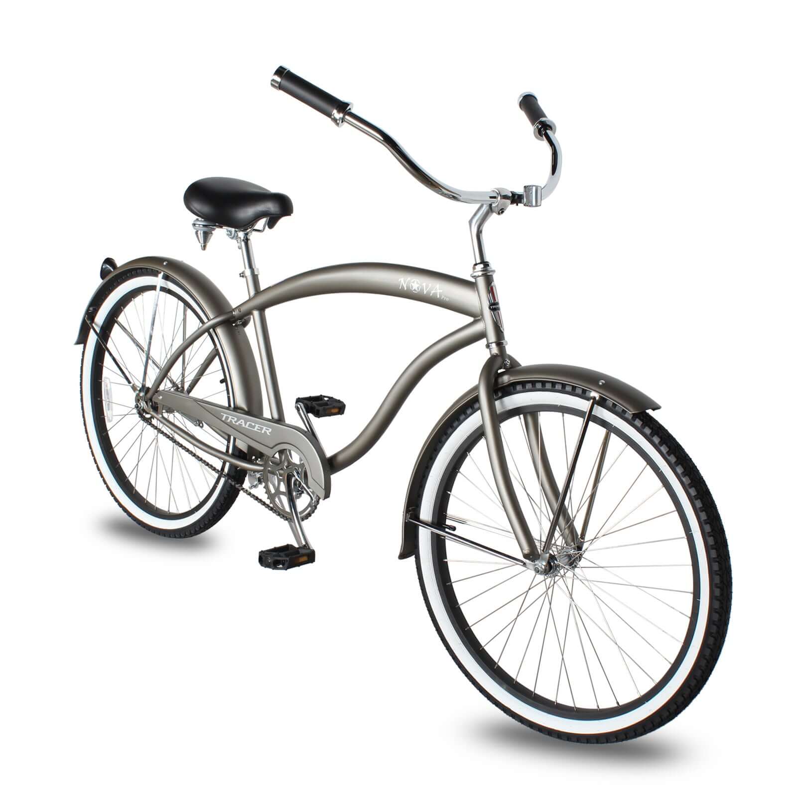 Tracer NOVA 26" Beach Cruiser Bikes Single Speed w/ Moon-type Handlebar, KT Coaster Brake for MEN - Tracer Bikes