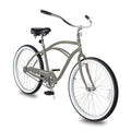 Tracer BORA-M 26" Beach Cruiser Hybrid Bikes Single Speed For Men, Hi-Ten steel Frame, Moon Type Handlebar, Coaster Brake with Comfortable leather Saddle - Tracer Bikes