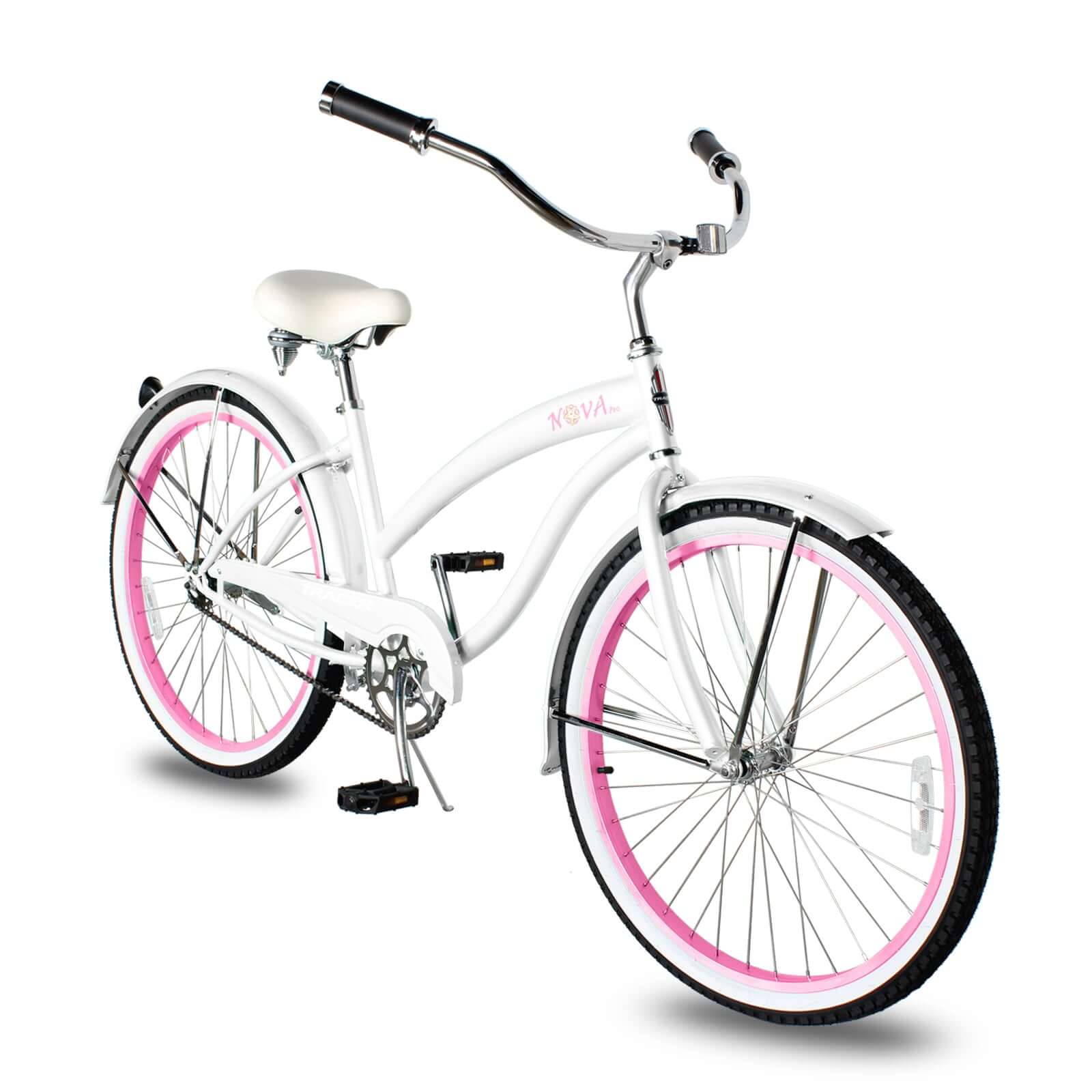 Tracer NOVA 26" Beach Cruiser Bikes Single Speed, w/ Moon-type handlebar, KT Coaster Brake for WOMEN - Tracer Bikes