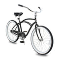 Tracer BORA-M 26" Beach Cruiser Hybrid Bikes Single Speed For Men, Hi-Ten steel Frame, Moon Type Handlebar, Coaster Brake with Comfortable leather Saddle - Tracer Bikes