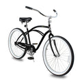 Tracer BORA-M 26" Beach Cruiser Hybrid Bikes Single Speed For Men, Hi-Ten steel Frame, Moon Type Handlebar, Coaster Brake with Comfortable leather Saddle - Tracer Bikes