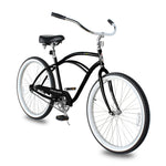 Tracer BORA-M 26" Beach Cruiser Hybrid Bikes Single Speed For Men, Hi-Ten steel Frame, Moon Type Handlebar, Coaster Brake with Comfortable leather Saddle - Tracer Bikes