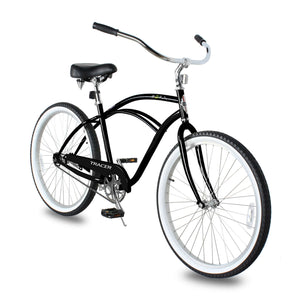 Tracer BORA-M 26" Beach Cruiser Hybrid Bikes Single Speed For Men, Hi-Ten steel Frame, Moon Type Handlebar, Coaster Brake with Comfortable leather Saddle - Tracer Bikes