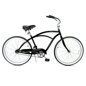 Tracer BORA-M 26" Beach Cruiser Hybrid Bikes Single Speed For Men, Hi-Ten steel Frame, Moon Type Handlebar, Coaster Brake with Comfortable leather Saddle - Tracer Bikes