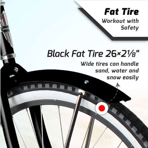 Tracer NOVA 26" Beach Cruiser Bikes Single Speed w/ Moon-type Handlebar, KT Coaster Brake for MEN - Tracer Bikes