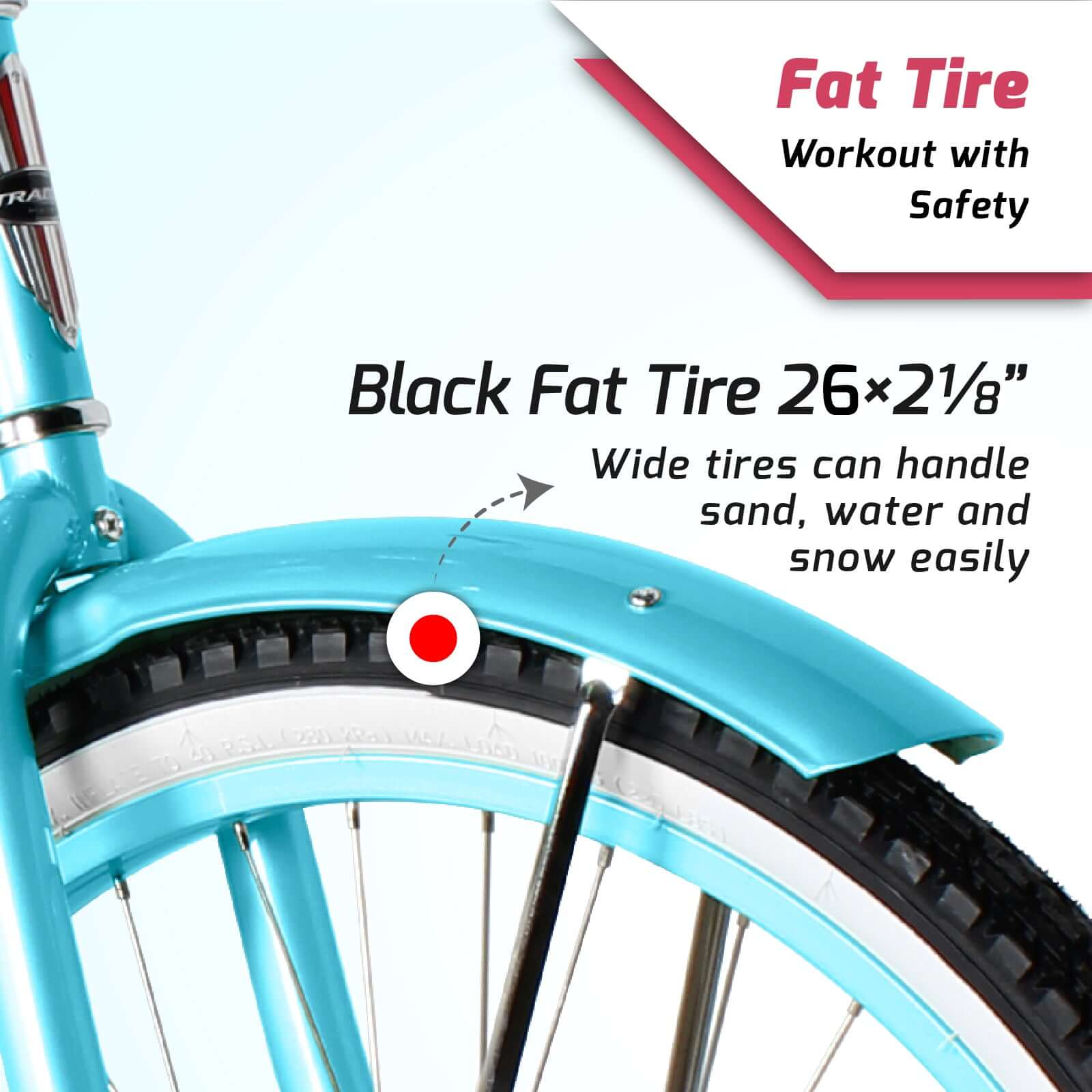 Tracer NOVA 26" Beach Cruiser Bikes Single Speed, w/ Moon-type handlebar, KT Coaster Brake for WOMEN - Tracer Bikes