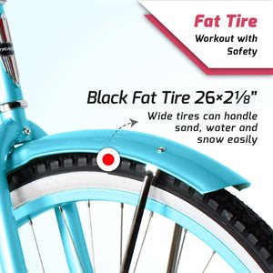 Tracer NOVA 26" Beach Cruiser Bikes Single Speed, w/ Moon-type handlebar, KT Coaster Brake for WOMEN - Tracer Bikes